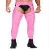 renvena Men's Wet Look Patent Leather Tights Skinny Pants Leggings Long Trousers Pink 4X-Large view 1