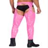 renvena Men's Wet Look Patent Leather Tights Skinny Pants Leggings Long Trousers Pink 4X-Large view 2