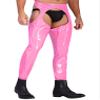 renvena Men's Wet Look Patent Leather Tights Skinny Pants Leggings Long Trousers Pink 4X-Large view 3