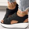 EROFEL Contrast Paneled Cutout Lace-Up Muffin Sandals, Summer Open Toe Platform Sandals, Women Causal Lace up Sandals (Black,US6) view 4