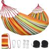HUHJYUGE Camping Hammock, Double or Single Hammocks, Brazilian-Style Cotton Hammock, with Hanging Ropes & Carry Bag Large, for Outdoor, Travel, Hiking, Backpacking, Beach (A 260x100cm) view 1