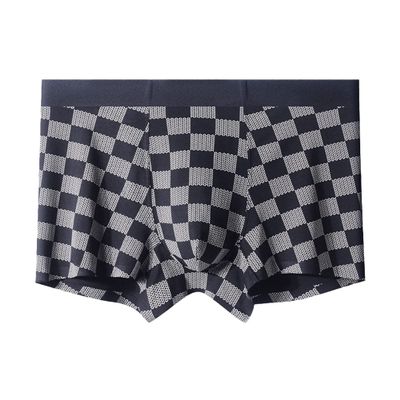 JEsilunmaMY Men's Plaid Print Breathable Boxer Briefs Moisture-Wicking Mid Waist Underwear Trunks Plus Size Knit Boxer Brief