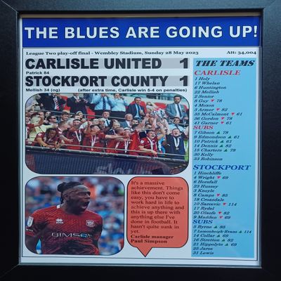 Carlisle United 1 Stockport County 1-2023 League Two play-off final - Carlisle promoted - framed print