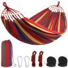 HUHJYUGE Camping Hammock, Portable Hammocks, Hammocks for Outside, Cotton Hammock with 2 Tree Straps and Carry Bag, for Outdoor Hiking, Backpacking, Travel, Backyard, Beach (B 260x100cm) view 1