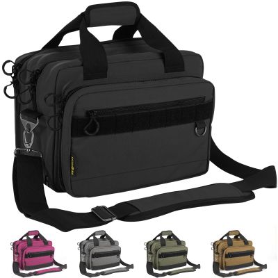 PROFOCUS Range Bag Dual Pistol Revolver Bag Gun Carrying Case for Guns and Ammo with Lockable Zippers for Outdoor Shooting and Hunting,Deluxe Padded Shoulder Strap Included