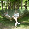 Large Camping Hammock with Mosquito Net, 2 Person Pop-up Parachute Lightweight Hanging Hammocks, Portable Hammocks with Tree Straps and Carry Bag, for Outdoor, Hiking (A) view 3