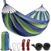 HUHJYUGE Camping Hammock, Portable Hammocks, Hammocks for Outside, Cotton Hammock with 2 Tree Straps and Carry Bag, for Outdoor Hiking, Backpacking, Travel, Backyard, Beach (A 260x150cm) view 1