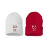 ALLNTRENDS Soulmate 2 Pcs Embroidered Beanie for Couples (RED-White) view 1
