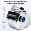 Anyongora Clicker Counter, Metal Hand Tally Counter Clicker with 4 Digit Display, Pitch Counter for Golf Stroke, Baseball, Coaching, Knitting, Lap, Row Sport, Silver view 2