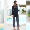 Muslim Swimsuits for Women Modest Islamic Arabic Swimwear Burkini Tankini Swimsuits Solid Color Long Sleeve Swimming Tops Pants with Cap Rashguard Bathing Suit Black Tie Style c XL view 4