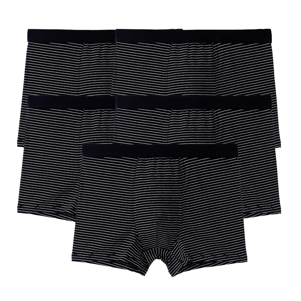 JEsilunmaMY Mens Loose Cotton Striped Boxer Briefs Plus Size Breathable Underwear with Pouch Soft Stretch Underpants Trunks