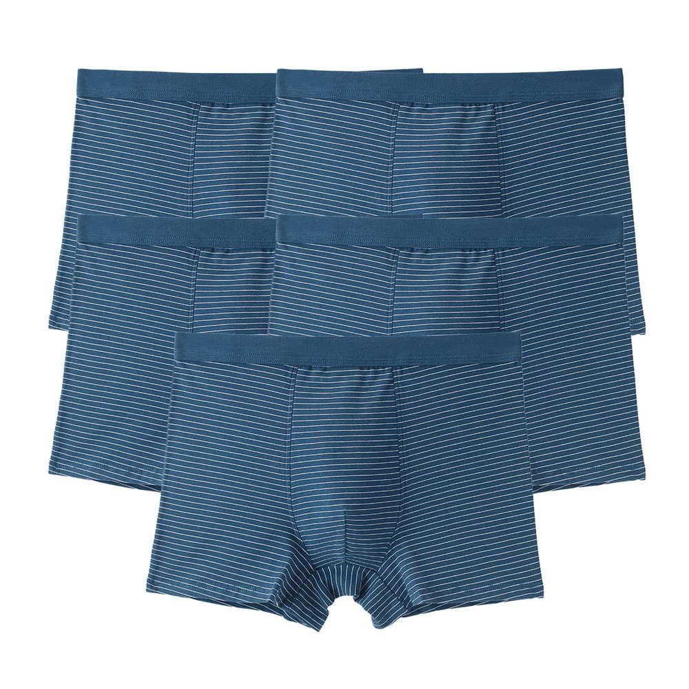 JEsilunmaMY Mens Loose Cotton Striped Boxer Briefs Plus Size Breathable Underwear with Pouch Soft Stretch Underpants Trunks