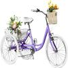 AkiiGer Adult Tricycles for Adults, 7 Speed Adult Trikes, 20/24/26 inch 3 Wheel Bike with Basket, Three-Wheeled Cruiser Bicycles for Women and Men, Without Fenders (Taro Purple, 7-Speed / 24" Wheels) view 1