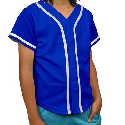 DIGITMON Kids Baseball Jersey Button Down Premium Hip Hop T Shirts Uniform RoyalBlue White for 10y Toddlers