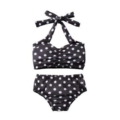 Baby Girl Bikini Kids Toddler Polka Dot Swimsuits Swimwear Beach Bathing Suit Bikinis Set Swimming (Black, 0-6 Months)