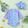 WOLBAY Baby Girl Swimsuit Long Sleeve One Piece Rash Guard with Sun Hat Zipper Bathing Suit Size 0-2T (US, Age, 3 Months, 6 Months, Purple) view 3