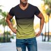 Mens Summer Shirt Gradient Short Sleeve Shirt Casual V Neck Pullover T-Shirt Athletic Workout Tops Basic Muscle Tee view 2