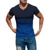 Mens Summer Shirt Gradient Short Sleeve Shirt Casual V Neck Pullover T-Shirt Athletic Workout Tops Basic Muscle Tee view 1