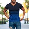 Mens Summer Shirt Gradient Short Sleeve Shirt Casual V Neck Pullover T-Shirt Athletic Workout Tops Basic Muscle Tee view 2