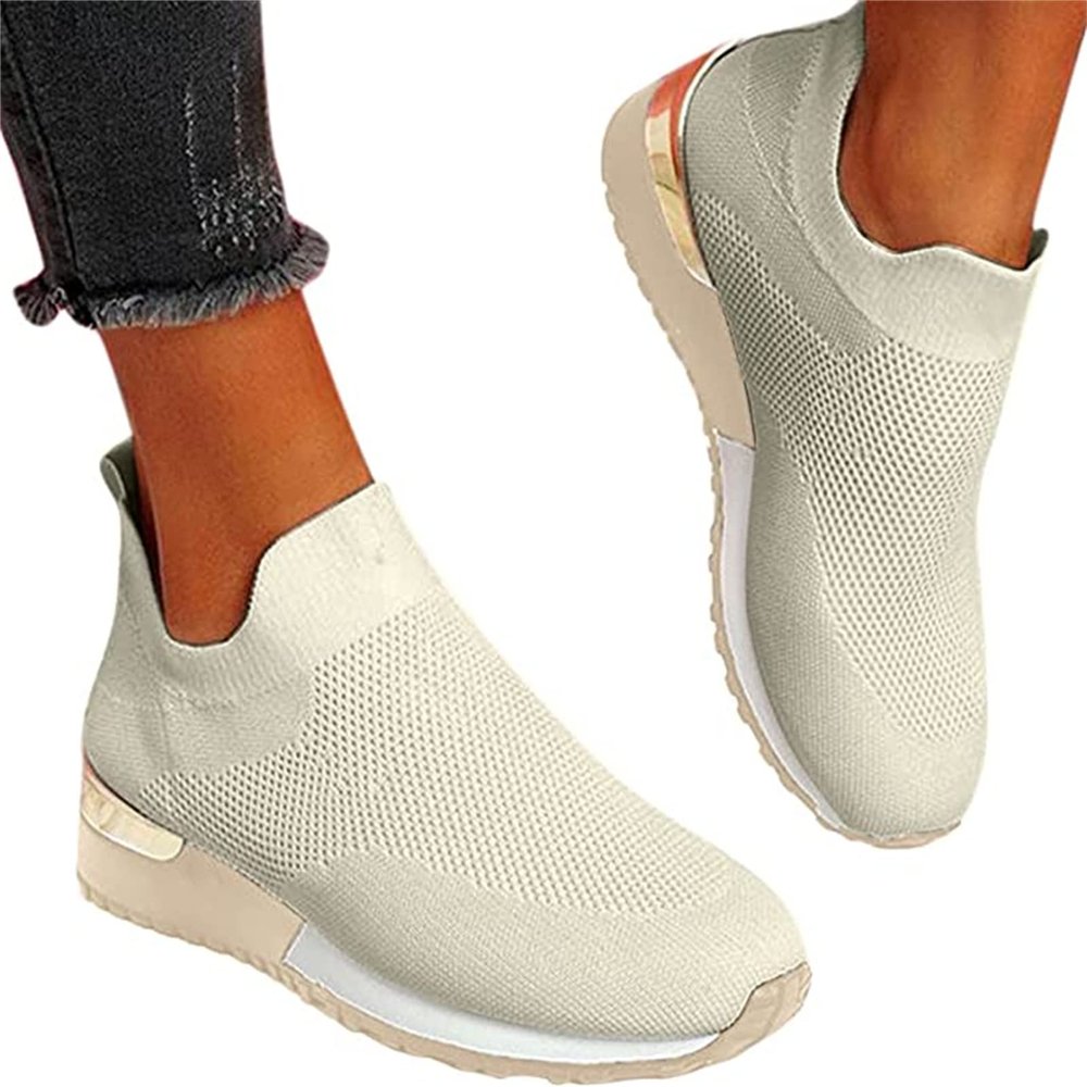Ladmiple Sneakers For Women Black Sole Women's Slip on Sneakers Fashion Casual Athletic Gym Tennis Running Shoes Non Slip Comfort Breathable Platform Walking Shoes