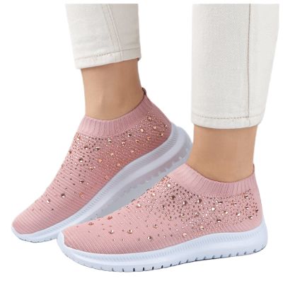 Ladmiple Sneakers For Women Slip On Wide Women's Slip on Sneakers Fashion Casual Athletic Gym Tennis Running Shoes Non Slip Comfort Breathable Platform Walking Shoes Pink