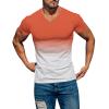Mens Summer Shirt Gradient Short Sleeve Shirt Casual V Neck Pullover T-Shirt Athletic Workout Tops Basic Muscle Tee view 1