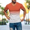 Mens Summer Shirt Gradient Short Sleeve Shirt Casual V Neck Pullover T-Shirt Athletic Workout Tops Basic Muscle Tee view 2