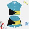 Adugen Origei Children's Casual Beach Set Boys Hawaii Shirts And Short Sets Kids Summer Button Down Shirt Suit 7-8T view 3
