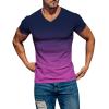 Mens Summer Shirt Gradient Short Sleeve Shirt Casual V Neck Pullover T-Shirt Athletic Workout Tops Basic Muscle Tee view 1