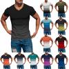 Mens Summer Shirt Gradient Short Sleeve Shirt Casual V Neck Pullover T-Shirt Athletic Workout Tops Basic Muscle Tee view 3