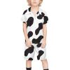 Adugen Origei Cow Print Black And White Color Matching Boy's 2 Piece Outfit Button Down Shirt And Shorts Sets 3-4T view 1