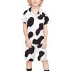 Adugen Origei Cow Print Black And White Color Matching Boy's 2 Piece Outfit Button Down Shirt And Shorts Sets 3-4T view 2