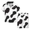Adugen Origei Cow Print Black And White Color Matching Boy's 2 Piece Outfit Button Down Shirt And Shorts Sets 3-4T view 4