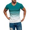 Mens Summer Shirt Gradient Short Sleeve Shirt Casual V Neck Pullover T-Shirt Athletic Workout Tops Basic Muscle Tee view 1