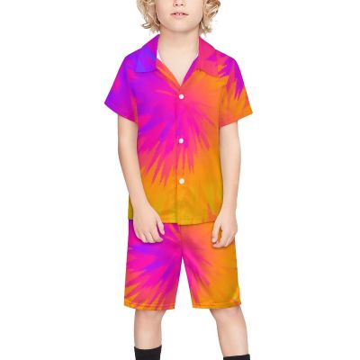 Adugen Origei Boy's 2 Piece Tie Dye Short Sleeve Shirt And Shorts Hawaii Suit Children's Beach Suit 3-4T