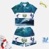 Adugen Origei Boy's 2 Piece El Salvador Flag Short Sleeve Shirt And Shorts Hawaii Suit Children's Beach Suit 7-8T view 3