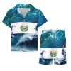 Adugen Origei Boy's 2 Piece El Salvador Flag Short Sleeve Shirt And Shorts Hawaii Suit Children's Beach Suit 7-8T view 4