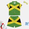 Adugen Origei Boy's 2 Piece Jamaican Flag Short Sleeve Shirt And Shorts Hawaii Suit Children's Beach Suit 3-4T view 3