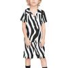 Adugen Origei Boy's 2 Piece Black Zebra Pattern Short Sleeve Shirt And Shorts Hawaii Suit Children's Beach Suit 3-4T