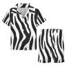 Adugen Origei Boy's 2 Piece Black Zebra Pattern Short Sleeve Shirt And Shorts Hawaii Suit Children's Beach Suit 3-4T view 4