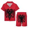 Adugen Origei Albanian Flag Boy's 2 Piece Outfit Button Down Shirt And Shorts Sets 7-8T view 4
