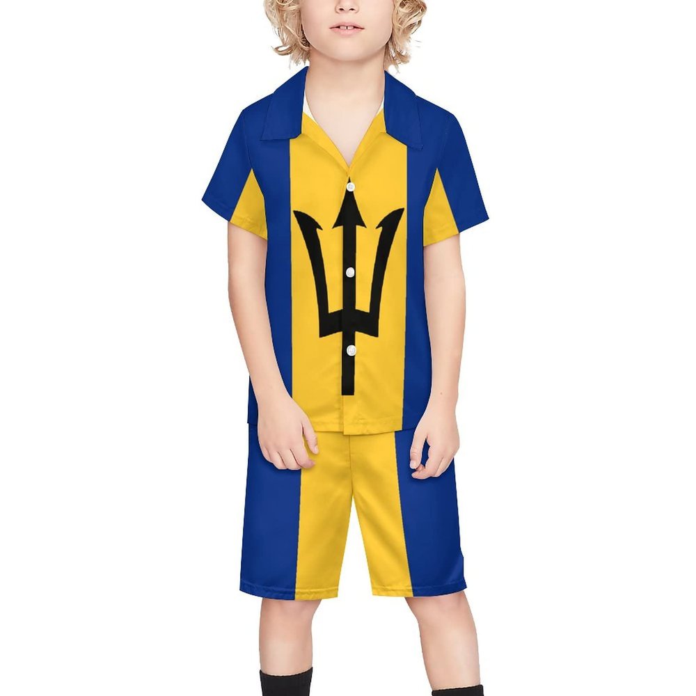 Adugen Origei Children's Casual Beach Set Boys Hawaii Shirts And Short Sets Kids Summer Button Down Shirt Suit 3-4T