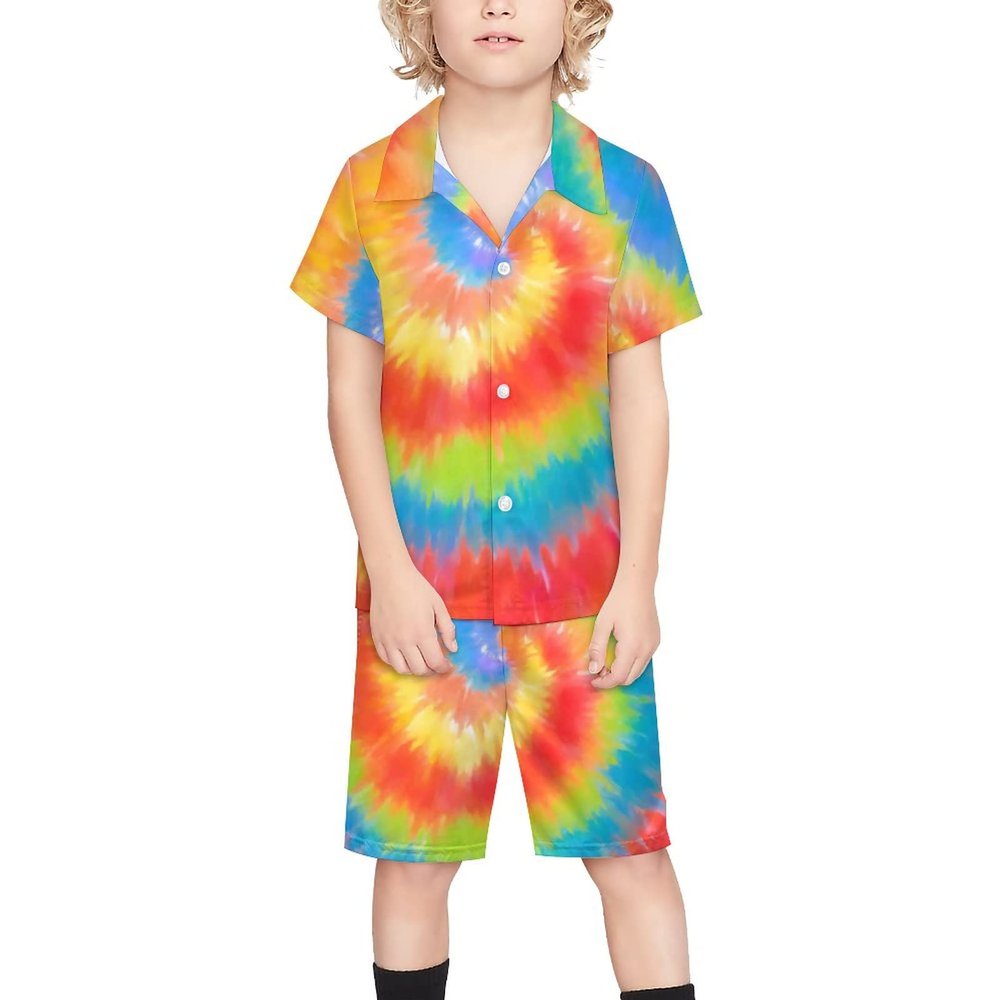 Adugen Origei Teen Beach Two Piece Set Tie Dye Children's Beach Suit Suitable for Boys And Girls 3-4T