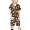 Adugen Origei Boy's 2 Piece Giraffe Pattern Short Sleeve Shirt And Shorts Hawaii Suit Children's Beach Suit 3-4T