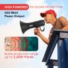 Pyle 100-Watt Square Megaphone Bullhorn, Lightweight and Portable Loudspeaker Horn with Aux (3.5mm) Input for MP3/Music, Automatic Siren, Whistle, MIC/Talk (Black), 1500 Square Yards Projection Range view 2