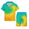 Adugen Origei Tie Dye Boy's 2 Piece Outfit Button Down Shirt And Shorts Sets 3-4T view 4