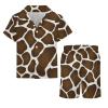 Adugen Origei Boy's 2 Piece Giraffe Pattern Short Sleeve Shirt And Shorts Hawaii Suit Children's Beach Suit 7-8T view 4