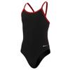 Sporti Solid Piped Thin Strap One Piece Swimsuit - Black/Maroon - 26 view 1