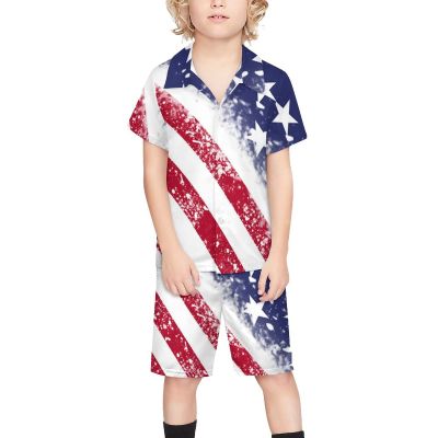 Adugen Origei Children's Casual Beach Set Boys Hawaii Shirts And Short Sets Kids Summer Button Down Shirt Suit 7-8T