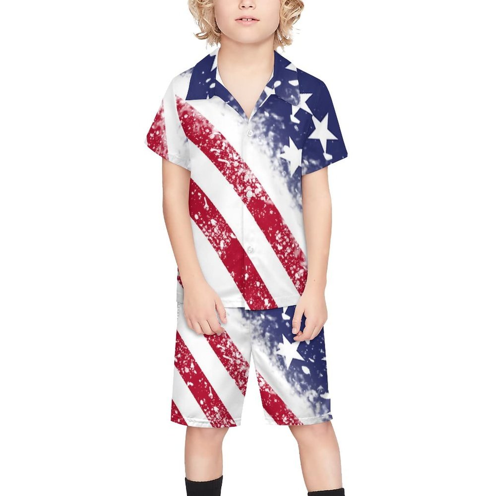 Adugen Origei Children's Casual Beach Set Boys Hawaii Shirts And Short Sets Kids Summer Button Down Shirt Suit 7-8T